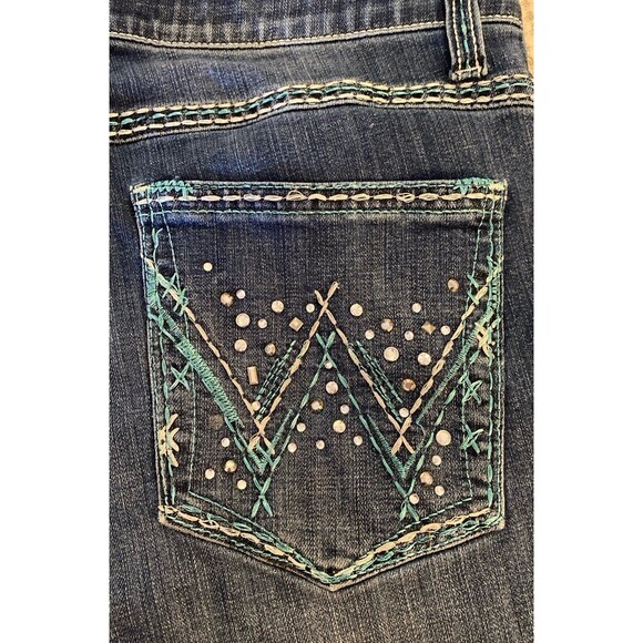 Wrangler Shiloh Womens Jeans Size 15 / 16 X 36 Distressed Denim Boot Cut Rodeo! - Picture 4 of 11